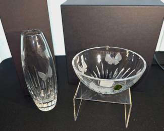 Waterford Butterfly Vase & Bowl