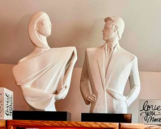 1987 Austin Productions David Fisher Vogue Mysterious Man & Woman Busts - very hard to find