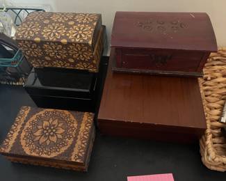 Wooden boxes - several are from the Polish Art Center