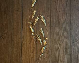 vintage brass and copper vein wheat stalk wall hanging. 