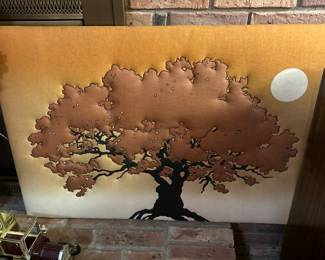 Vintage 1960's cloth print
Tree Art Bonsai or Tree of life 