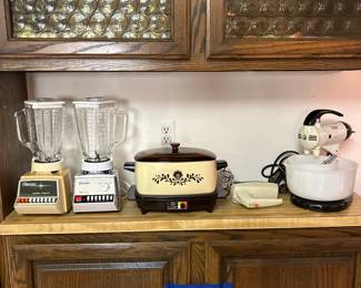 vintage Osterizer blender. vintage West Bend slow cooker, 
