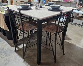 HIGH TOP TABLE AND BAR STOOLS