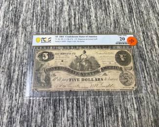 CONFEDERATE STATES OF AMERICA FIVE DOLLAR BILL