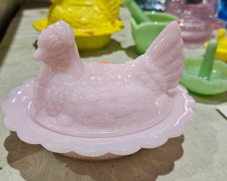 PINK HEN ON NEST