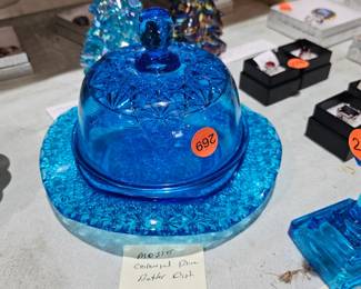 COBALT GLASS BUTTER DISH
