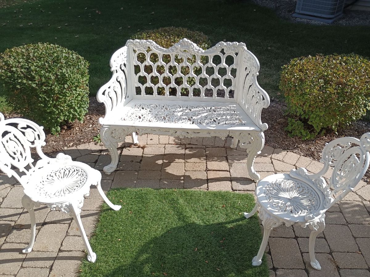 You will not find another bench like this one! It was made by an ironworker company related to the family. Freshly cleaned and seal coated. Many online asking 1400 and up. Ours is $650 worth the trip to look! 