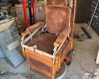 oak barbers chair restored