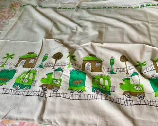 Vintage train fabric