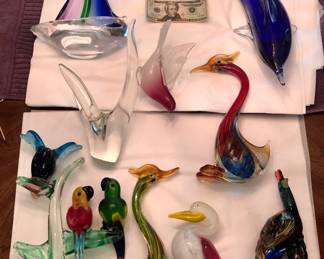 Extensive Collection of Hand Blown Glass. Many Murano pieces, including by Glass Designer Elio Raffaeli
