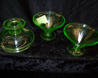 Vaseline Sherbet Cups Candleholder