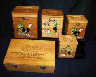 Wooden Rooster Canister Set
