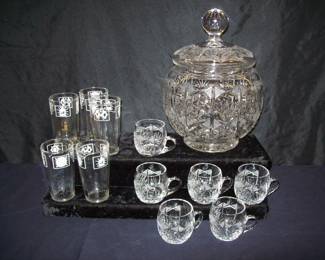 Lidded Punch Bowl and cups