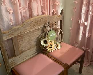 Rustic bench made from antique headboard
