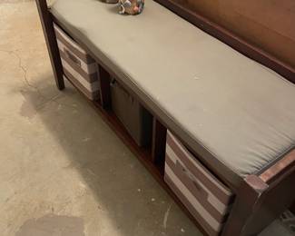 Cushioned bench with storage