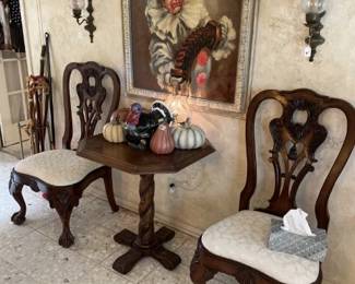Beautiful Antique Table w/ Barley Twist Post - Dining Chairs for formal Dining Table.