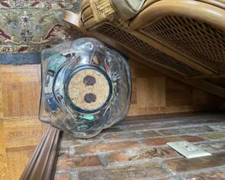 Large 'piggy' glass bank - old