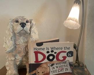 "Home" is where the Dog is...lamp, book