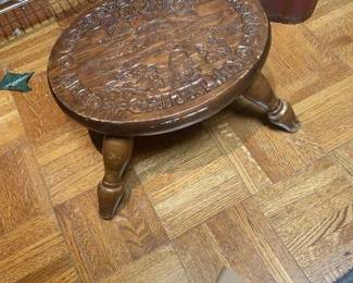Antique carved children's stool