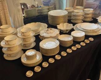 Haviland Limoges Gold Trim China - 100 pieces.  Sold Separately or in 'custom' set.    White w/ Gold Trim