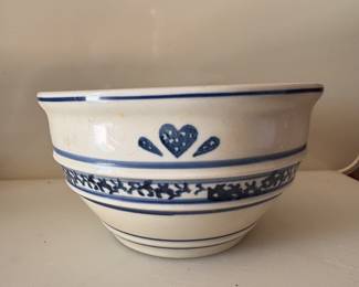 Tienshan Stoneware serving bowl - "Folk Blue Heart/Folkstone" pattern