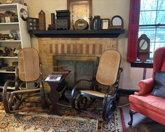 vintage bentwood and cane rocking chairs