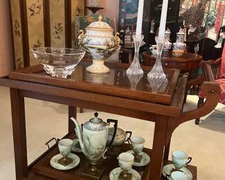 American Belleek, Baccarat candlesticks, Steuben bowl