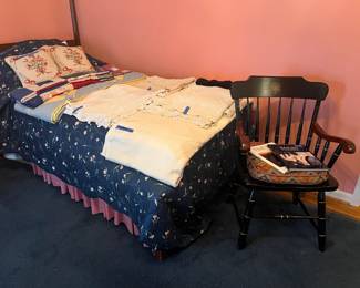 Emory captain's chair, linens, bed not for sale