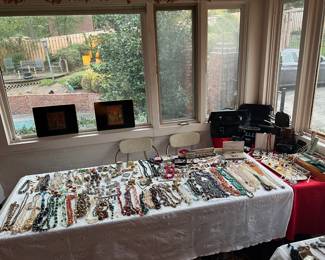 Costume jewelry, leather handbags, cameras, binoculars, misc