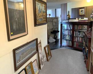 There are a number of framed art pieces in the sale.  