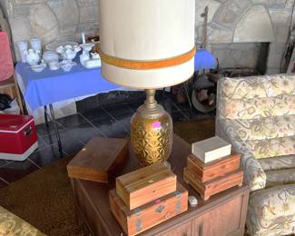 Several small wooden boxes are shown here.  Did we mention the owner was a woodworker?  In a few weeks we'll hold the second half of this sale, with woodworking and other tools as the focus.