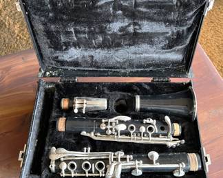 This Bb clarinet is from Kenosha, Wisconsin and appears to be a Leblanc Vito student model.  It needs some work in that the barrel and rear thumb rest are missing.  