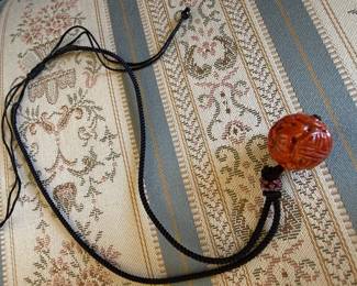 ALOHA! Coral Round on Black Silk Rope