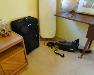 Luggage, Ironing Board, Vacuum, and sewing table