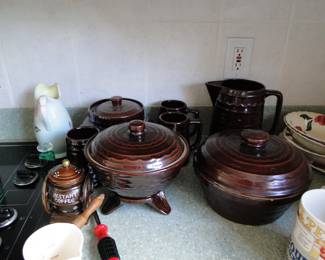More brown glazed pottery items