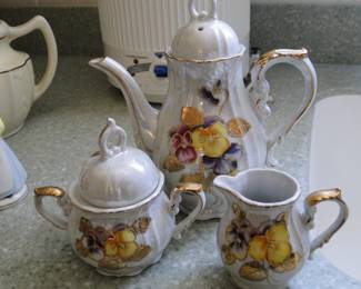 Teapot, with creamer and sugar