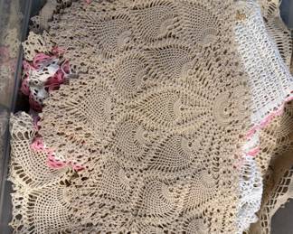 Peacock Feather patterned doilies