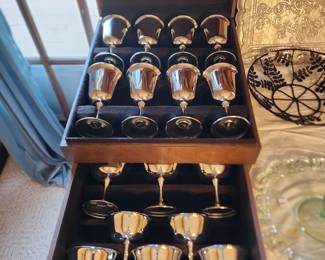 Vintage Italian El D1 Uberti silver plated wine goblet and Sherbert desert cups