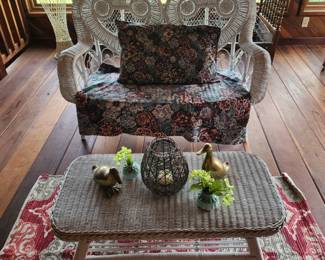 Wicker settee and table