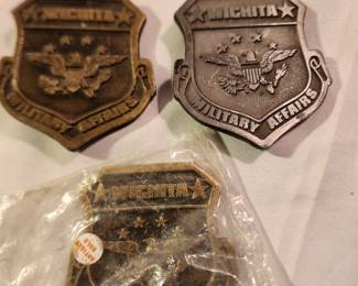 Military Wichita Affairs belt buckles and badge
