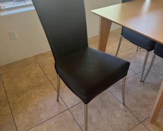 Set of 6 Gray Modern Chairs $250 // Modern Light Wood Table 35.5" Width x 63" Length x 29" Height $250 // Set $500
