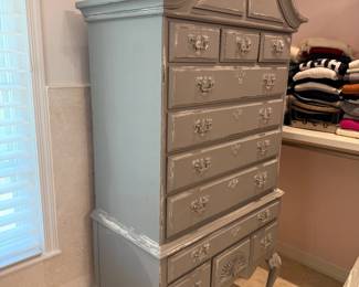 Tall Gray Vintage Style Dresser 76H x 37W x 20D (Purchased at Sweet Salvage Antique Store) $350