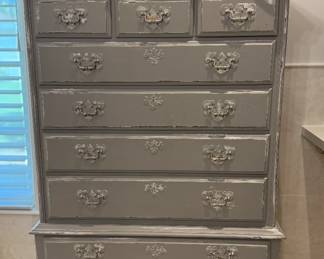 Tall Gray Vintage Style Dresser 76H x 37W x 20D (Purchased at Sweet Salvage Antique Store) $350