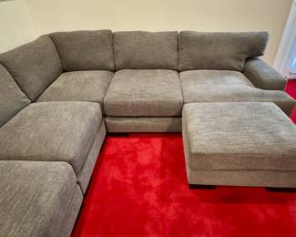 Aiden IV Charcoal Sectional w/ Ottoman $1495 / Purchased Jan 2024 for $4000 / Overall Dimensions 148" x 112" (Single section can be used on either side, so the configuration could be shifted)