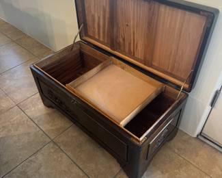 Dark Wood Carved Bench $195