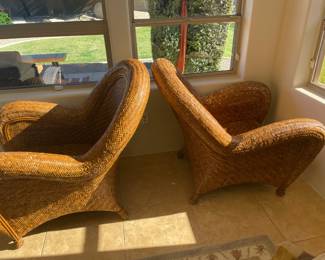 Set of 2 Wicker Chairs / 36" Height / Some wear on arms / $150