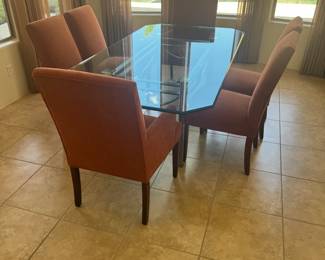 Set of 8 Dining Chairs, 2 Armchairs & 6 Armless, $550 // Glass Top Dining Table $295