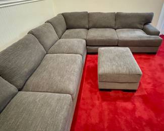 Aiden IV Charcoal Sectional w/ Ottoman $1495 / Purchased Jan 2024 for $4000 / Overall Dimensions 148" x 112" (Single section can be used on either side, so the configuration could be shifted)