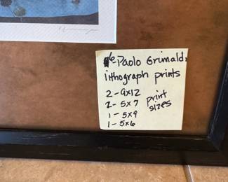 6 Paolo Grimaldi Lithograph Prints Framed $395