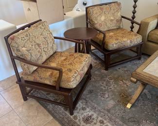 Set of 2 Chairs and Side Table / 20" x 20" / 35" Height / Table is 24" Height / $350